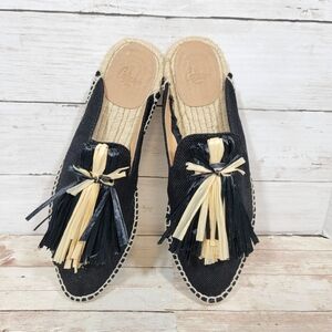 Castaner raffia tassel canvas mules
